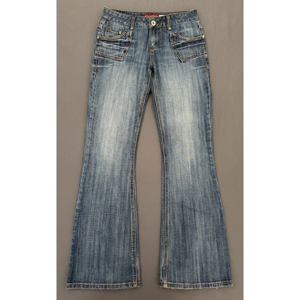 VTG Mudd Jeans Womens Size 9 Bootcut Mid Rise Stretch Flap Pockets Y2K